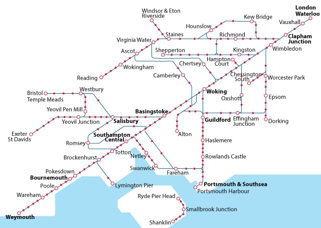 South Western line map